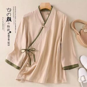 Hanfu-Inspired Wrap Shirt – Traditional Chinese Style Vintage
